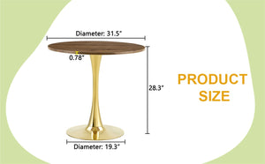 English Elm Round Tulip Bistro Dining Table Mid Century Pedestal Base for Compact Kitchen Spaces 31.5 inches Walnut W2920P518713