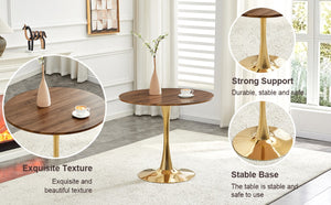 English Elm Round Tulip Bistro Dining Table Mid Century Pedestal Base for Compact Kitchen Spaces 31.5 inches Walnut W2920P518713