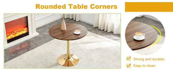 English Elm Round Tulip Bistro Dining Table Mid Century Pedestal Base for Compact Kitchen Spaces 31.5 inches Walnut W2920P518713