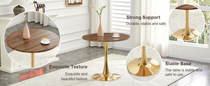 English Elm Round Tulip Bistro Dining Table Mid Century Pedestal Base for Compact Kitchen Spaces 31.5 inches Walnut W2920P518713