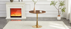 English Elm Round Tulip Bistro Dining Table Mid Century Pedestal Base for Compact Kitchen Spaces 31.5 inches Walnut W2920P518713