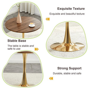 English Elm Round Tulip Bistro Dining Table Mid Century Pedestal Base for Compact Kitchen Spaces 31.5 inches Walnut W2920P518713