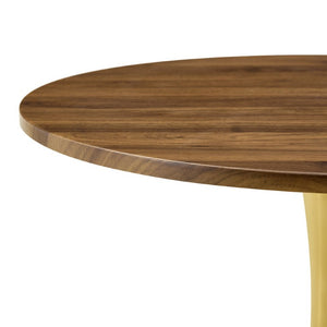 English Elm Round Tulip Bistro Dining Table Mid Century Pedestal Base for Compact Kitchen Spaces 31.5 inches Walnut W2920P518713