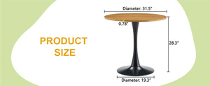 English Elm Round Tulip Pedestal Dining Table Mid Century Modern Engineered Wood Top for Small Spaces W2920P518747