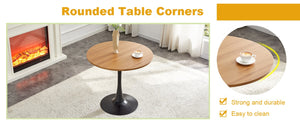 English Elm Round Tulip Pedestal Dining Table Mid Century Modern Engineered Wood Top for Small Spaces W2920P518747