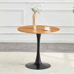 English Elm Round Tulip Pedestal Dining Table Mid Century Modern Engineered Wood Top for Small Spaces W2920P518747