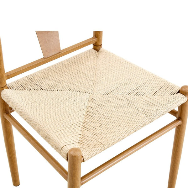 English Elm Mid-Century Wishbone Dining Chair Set of 4 with Woven Paper Rope Seat and Steel Frame W2920P521389
