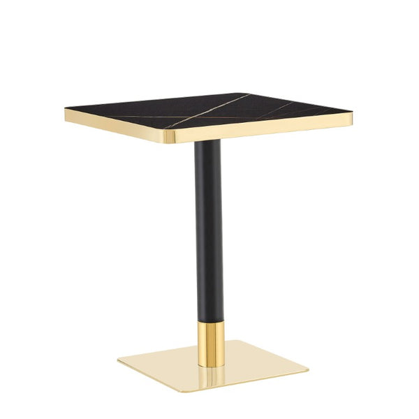 English Elm 24 Inch Square Faux Marble Bistro Table Glam Gold Trim Pedestal Base Cafe Dining W2920P536981