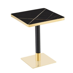 English Elm 24 Inch Square Faux Marble Bistro Table Glam Gold Trim Pedestal Base Cafe Dining W2920P536981