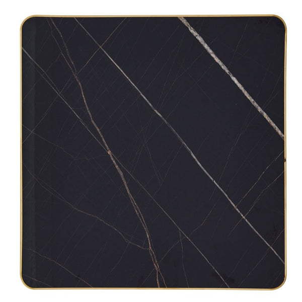 English Elm 24 Inch Square Faux Marble Bistro Table Glam Gold Trim Pedestal Base Cafe Dining W2920P536981
