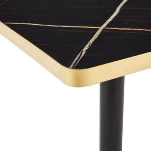 English Elm 24 Inch Square Faux Marble Bistro Table Glam Gold Trim Pedestal Base Cafe Dining W2920P536981