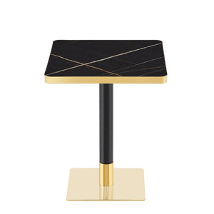 English Elm 24 Inch Square Faux Marble Bistro Table Glam Gold Trim Pedestal Base Cafe Dining W2920P536981