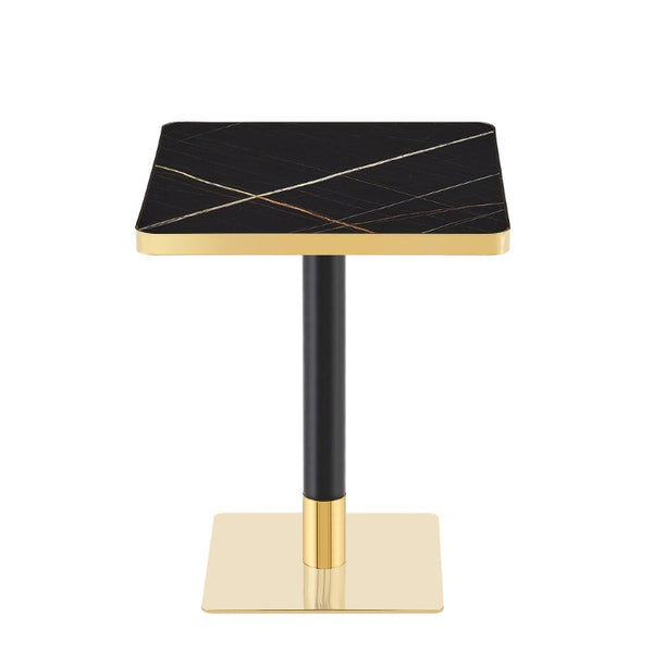 English Elm 24 Inch Square Faux Marble Bistro Table Glam Gold Trim Pedestal Base Cafe Dining W2920P536981