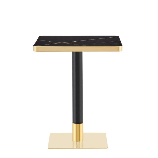 English Elm 24 Inch Square Faux Marble Bistro Table Glam Gold Trim Pedestal Base Cafe Dining W2920P536981