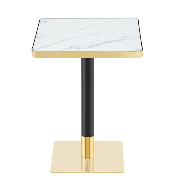 English Elm Modern Faux Marble Bistro Table with Steel Pedestal Base for Cafe or Kitchen Nooks Black, Gold & White W2920P536984