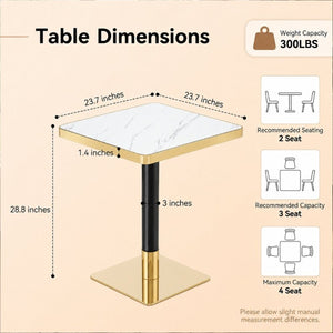 English Elm Modern Faux Marble Bistro Table with Steel Pedestal Base for Cafe or Kitchen Nooks Black, Gold & White W2920P536984