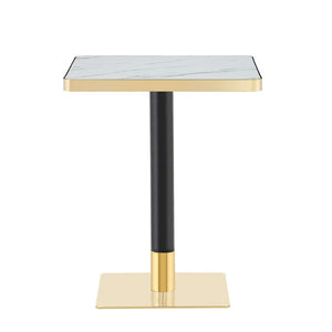 English Elm Modern Faux Marble Bistro Table with Steel Pedestal Base for Cafe or Kitchen Nooks Black, Gold & White W2920P536984