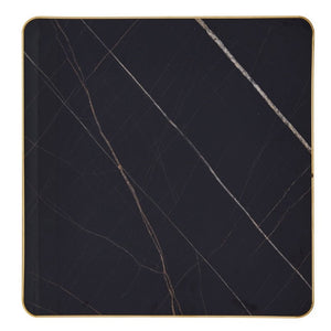 English Elm 24 Inch Square Bistro Table Faux Marble Glam Pedestal Base for Cafe or Studio W2920P537000