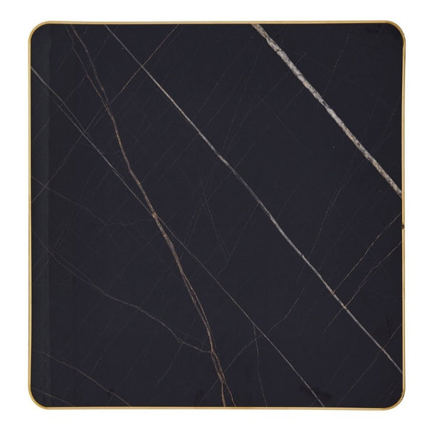 English Elm 24 Inch Square Bistro Table Faux Marble Glam Pedestal Base for Cafe or Studio W2920P537000