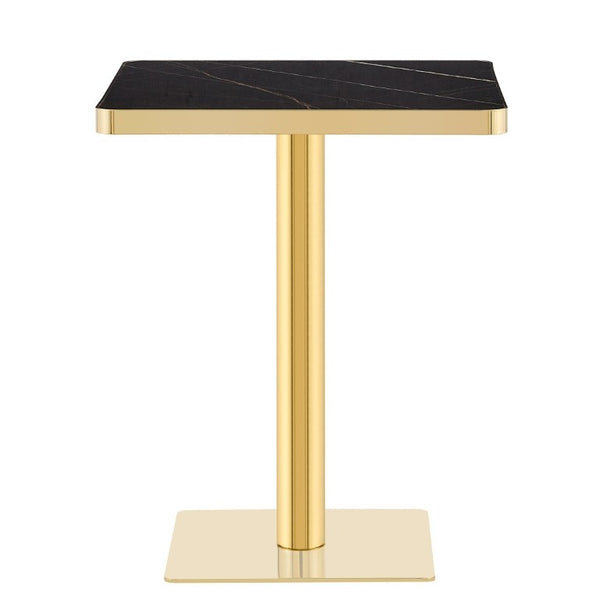 English Elm 24 Inch Square Bistro Table Faux Marble Glam Pedestal Base for Cafe or Studio W2920P537000