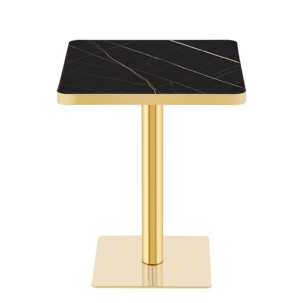 English Elm 24 Inch Square Bistro Table Faux Marble Glam Pedestal Base for Cafe or Studio W2920P537000