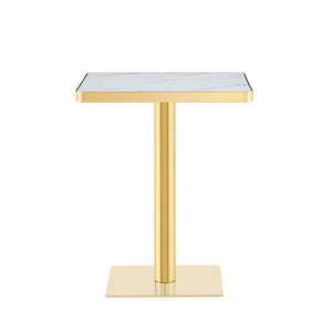 English Elm Modern Faux Marble Bistro Table with Steel Pedestal Base for Cafe or Kitchen Nooks Gold & White W2920P537001