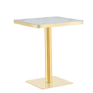 English Elm Modern Faux Marble Bistro Table with Steel Pedestal Base for Cafe or Kitchen Nooks Gold & White W2920P537001
