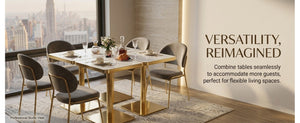 English Elm Modern Faux Marble Bistro Table with Steel Pedestal Base for Cafe or Kitchen Nooks Gold & White W2920P537001
