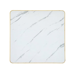 English Elm Modern Faux Marble Bistro Table with Steel Pedestal Base for Cafe or Kitchen Nooks Gold & White W2920P537001
