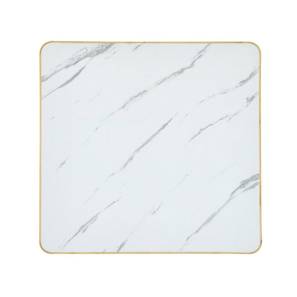 English Elm Modern Faux Marble Bistro Table with Steel Pedestal Base for Cafe or Kitchen Nooks Gold & White W2920P537001