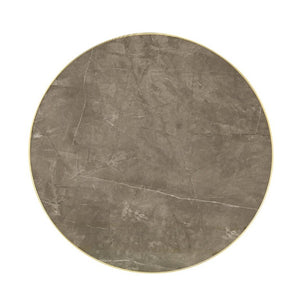 English Elm 23.6 Inch Round Marble Texture Dining Table with Steel Edge and Modern Metal Base Black+Grey, Gold W2920P542999