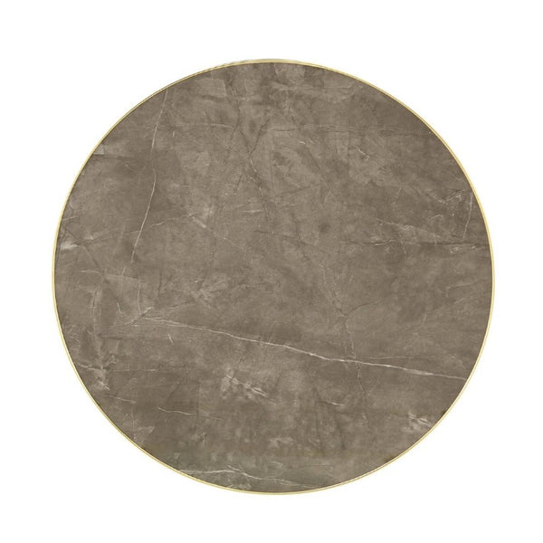 English Elm 23.6 Inch Round Marble Texture Dining Table with Steel Edge and Modern Metal Base Black+Grey, Gold W2920P542999