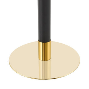 English Elm 23.6 Inch Round Marble Texture Dining Table with Steel Edge and Modern Metal Base Black+Grey, Gold W2920P542999