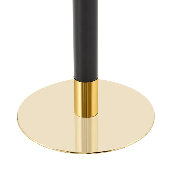 English Elm 23.6 Inch Round Marble Texture Dining Table with Steel Edge and Modern Metal Base Black+Grey, Gold W2920P542999