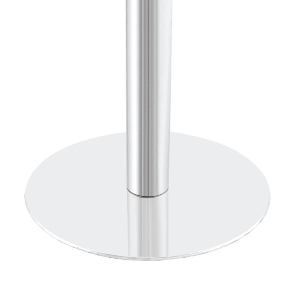 English Elm 23.6 Inch Round Marble Texture Dining Table with Steel Edge and Modern Metal Base Grey+Gold, Silver W2920P543005