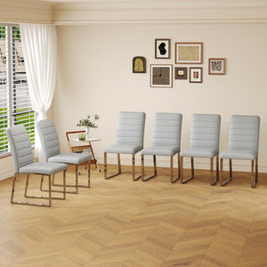 English Elm 6-Pack PU Leather Dining Chairs Dense Foam Seat Iron Legs Commercial Grade Modern W2920S00063