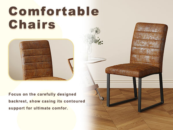 English Elm 6-Pack PU Leather Dining Chairs with Foam Cushions and Polished Iron Legs for Offices W2920S00064