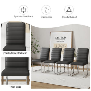 English Elm 6-Pack PU Leather Dining Chairs with Iron Frame Thick Cushioned Seating for Home Office W2920S00069