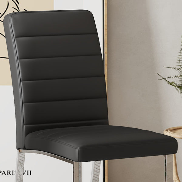 English Elm 6-Pack PU Leather Dining Chairs with Iron Frame Thick Cushioned Seating for Home Office W2920S00069