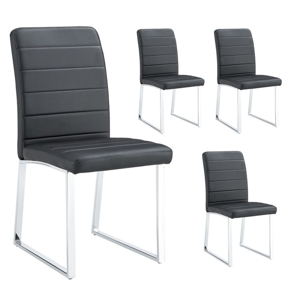 English Elm 6-Pack PU Leather Dining Chairs with Iron Frame Thick Cushioned Seating for Home Office W2920S00069