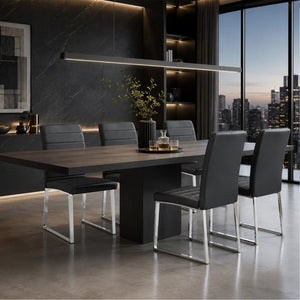English Elm 6-Pack PU Leather Dining Chairs with Iron Frame Thick Cushioned Seating for Home Office W2920S00069