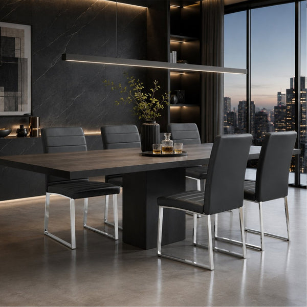 English Elm 6-Pack PU Leather Dining Chairs with Iron Frame Thick Cushioned Seating for Home Office W2920S00069