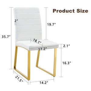 English Elm 63 Inch Glass Top Dining Set with Six Upholstered Chairs and Gold Accent Frame W2920S00159