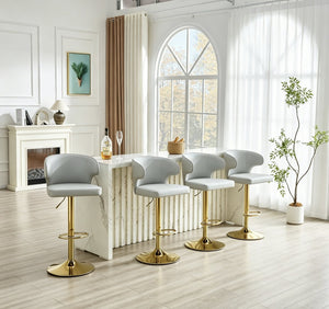 English Elm Modern Swivel Barstool Ergonomic High Back Pu Leather Seat for Kitchen Island or Home Bar Grey W2920S00160