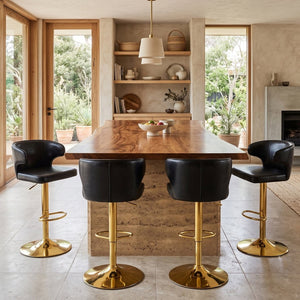 English Elm Modern Swivel Barstool Ergonomic High Back Pu Leather Seat for Kitchen Island or Home Bar Black W2920S00161