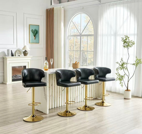 English Elm Modern Swivel Barstool Ergonomic High Back Pu Leather Seat for Kitchen Island or Home Bar Black W2920S00161