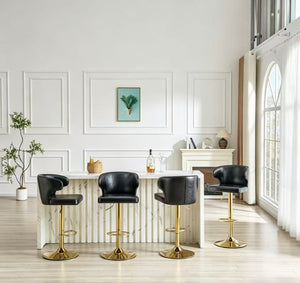 English Elm Modern Swivel Barstool Ergonomic High Back Pu Leather Seat for Kitchen Island or Home Bar Black W2920S00161