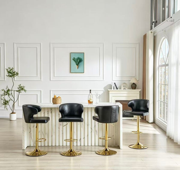 English Elm Modern Swivel Barstool Ergonomic High Back Pu Leather Seat for Kitchen Island or Home Bar Black W2920S00161