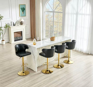 English Elm Modern Swivel Barstool Ergonomic High Back Pu Leather Seat for Kitchen Island or Home Bar Black W2920S00161