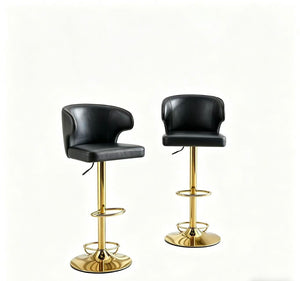 English Elm Modern Swivel Barstool Ergonomic High Back Pu Leather Seat for Kitchen Island or Home Bar Black W2920S00161